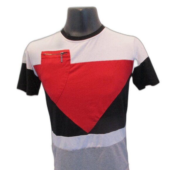 Bold Geometric Colorblock Tee with Red Zipper Pocket πΊπ€π€ - Picture 2 of 6